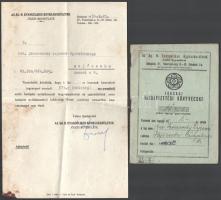 1942-1945 Az Ág. H. Evangélikus Egyházkerületek Jóléti Egyesülete tagsági díjbefizetési könyvecske, bélyegekkel + 1950 Az Ág. H. Evangélikus Egyházkerületek Jóléti Egyesületének levele özv. Jeszenszky Lajosné részére