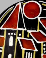 Reguly városmintás mázas kerámia falitál, jelzett, hibátlan, d: 27,5 cm