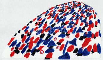 Jankovics Marcell (1941-2021): Tömeg, Az Ember tragédiája c. rajzfilmből származó eredeti kézzel rajzolt figura. Vegyes technika, műanyag film. Jelzés nélkül. Animációtörténeti kuriózum. 26x34 cm