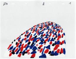 Jankovics Marcell (1941-2021): Tömeg, Az Ember tragédiája c. rajzfilmből származó eredeti kézzel raj...