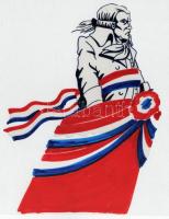 Jankovics Marcell (1941-2021): Az Ember tragédiája c. rajzfilmből származó eredeti kézzel rajzolt figura. Vegyes technika, műanyag film. Jelzés nélkül. Animációtörténeti kuriózum. 26x34 cm