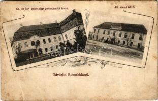 1912 Bonchida, Bontida; Cs. kir. csikótelep parancsnoki lakás, állami elemi iskola. Maksay fényképész / stud farm, school. Art Nouveau, floral (Rb)
