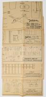 cca 1965-1970 Repülő- és hajómodellek tervrajzai (Avro Avis sportrepülőgép, aknalerakó és kutató hajó, stb.), a ,,Modellezés" tervrajzmellékletei, 5 db, kétoldalasak, változó állapotban, 49x69 cm körül