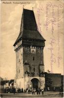 1923 Medgyes, Mediasch, Medias; Forkeschgässer-Tor / Farkas utca és a kaputorony. Fritz Guggenberger / street view, gate tower (EK)