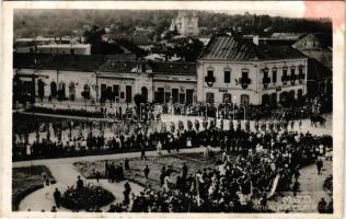 1940 Zilah, Zalau; bevonulás, Erdély felszabadulásának emlékére, Éder, Seres Samu üzlete / entry of the Hungarian troops, shops (EB)