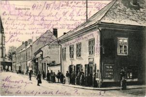 1915 Szászváros, Broos, Orastie; utca, B. Stelescu üzlete. Adler fényirda / street view, shops (gyűrődés / crease)
