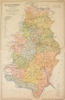 cca 1910-1915 Krassó-Szörény vármegye térképe, Kogutowicz: Megyei térképek, 1 : 400.000, Bp., Magyar Földrajzi Intézet R.T., lapszéli sérülésekkel, 44,5x29,5 cm