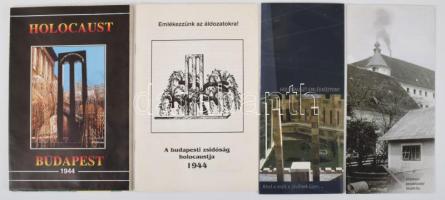 Holocaust Budapest 1944, nagyméretű térkép, 81x106 cm + 3 db holokauszttal kapcsolatos kiadvány, prospektus