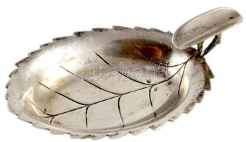 Ezüst (Ag) levél alakú hamuzó, jelzett, h: 8 cm, nettó 19g