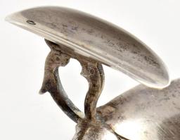 Ezüst (Ag) levél alakú hamuzó, jelzett, h: 8 cm, nettó 19g