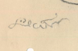 Olvashatatlan jelzéssel: Absztrakt kompozíció. Ceruza, papír. Lap alja lyukasztott. 26,5x18 cm