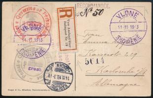 1913 Ajánlott képeslap Németországba / Registered postcard to Germany