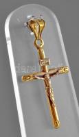 Arany (Au) 14K korpuszos kereszt medál, jelzett, 3,8×1,9 cm, nettó: 1,3 g