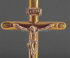 Arany (Au) 14K korpuszos kereszt medál, jelzett, 3,8×1,9 cm, nettó: 1,3 g