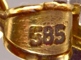 Arany (Au) 14K korpuszos kereszt medál, jelzett, 3,8×1,9 cm, nettó: 1,3 g