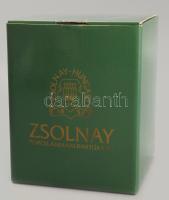 Zsolnay eozinmázas csavartbordás bonbonier. Jelzett, hibátlan, eredeti dobozában, d: 11 cm, m: 10 cm