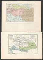 4 db magyar történelmi térkép (A trianoni Magyarország, Magyarország a Bach-korszakban, 1848-as forradalom), az egyiken 1935-ös feljegyzéssel, 18x25 cm körüli méretben