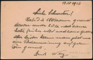 1916 Tábori posta levelezőlap / Field postcard "S.M. PATROUILLENBOOT VIZA / K.u.K. KRIEGSMARINE...