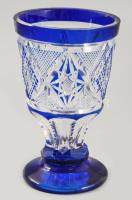 Kéken pácolt talpas kehely, minimális pattogzással, m: 14,5 cm