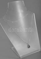 Ezüst (Ag) kígyó nyaklánc köves csepp medállal, jelzett, h: 40,5 cm, medál: 1,6×0,9 cm, bruttó: 2,8 g