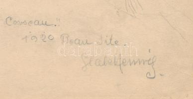 Glatz Henrik (Glatz Oszkár fia): Corseaux (Genfi-tó, Svájc), 1920. Ceruza, papír. Jelzett. 23,5×20 c...