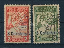 Osztrák-magyar katonai posta Olaszországban 1918 Mi 24-25 (Mi EUR 60.-)