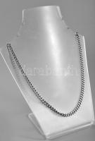 Ezüst (Ag) masszív lapos pancer nyaklánc, jelzett, h: 57 cm, nettó: 34,4 g