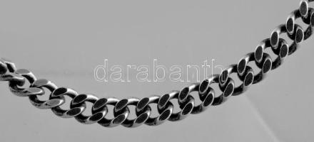 Ezüst (Ag) masszív lapos pancer nyaklánc, jelzett, h: 57 cm, nettó: 34,4 g