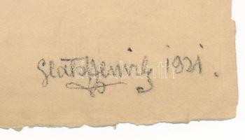 Glatz Henrik (Glatz Oszkár fia): Tájrészlet 1921. Ceruza, papír. Jelzett. 26×17,5 cm