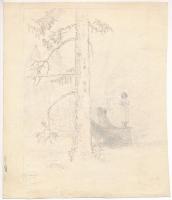 Glatz jelzéssel (Glatz Oszkár vagy fia, Henrik?): Hölgy az erdőben, 1937. Ceruza, papír. 22,5×19 cm.