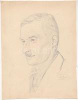 Glatz jelzéssel (Glatz Oszkár vagy fia, Henrik?): Férfi portré. Ceruza, papír. 26,5×20,5 cm.