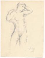 Glatz jelzéssel (Glatz Oszkár vagy fia, Henrik?): Női akt. Ceruza, papír. 21×15,5 cm.