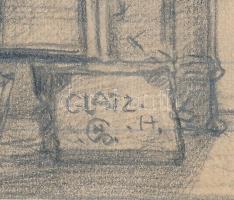 Glatz Henrik (Glatz Oszkár fia): Ex libris terv. Ceruza, papír. Jelzett. Paszpartuban. 13×6,5 cm