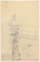 Glatz Henrik (Glatz Oszkár fia): Tanulmányrajzok (Térdelő kislány, kiöntő poharakkal stb.), 1918. Ceruza, papír. Jelzett. 22×14 cm.