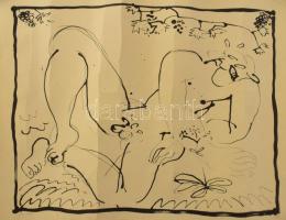 Jelzés nélkül: Férfi akt. Nyomat, papír. Számozott (20/30). Feltekerve, törésnyomokkal. 32x41 cm