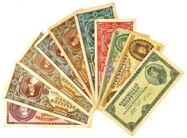 Vegyes, 9db-os Pengő és Forint bankjegytétel T:F,VG