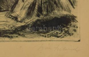 Iván Szilárd (1912-1988): Balatonon. Rézkarc, papír, jelzett, 24x29 cm. Üvegezett fakeretben