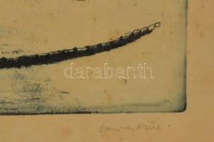 Duray Tibor (1912-1988): Bécsikapu tér (Budai vár). Rézkarc, papír, jelzett, kissé foltos, üvegezett...