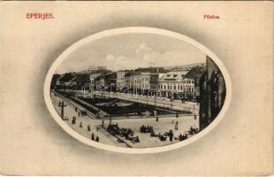 Eperjes, Presov; Fő utca, üzletek. Divald Károly fia (Eperjes) / main street (EK)