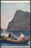 1917 Tábori posta képeslap Budapestre küldve / Field postcard "K.u.K. KRIEGSMARINE / S.M.B. COM...