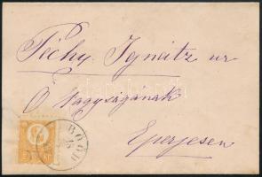1873 Réznyomat 2kr teljes tartalmú nyomtatványon, házasságértesítőn / 2kr on printed matter "BÖÖD" - "KASSA" - "EPERJES" (ex Ryan)
