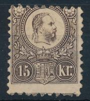 1871 Réznyomat 15kr erős elfogazással (ragasztónyomok a képoldalon) / shifted perforation (gum on the print)