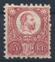 1871 Réznyomat 5kr első falcos. Certificate: Barabassy (hiányzó fog / missing perf)