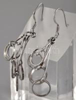 Ezüst (Ag) ötkarikás fülbevalópár, jelzett, h: 4,5 cm, nettó: 3 g