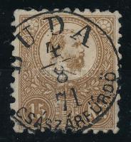 1871 Kőnyomat 15kr nagyon szép minőség, közel centrált / very nice quality, close to the center "BUDA / CSÁSZÁRFÜRDŐ"