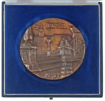 Nagy István János (1938-) 1989. "Budapest / Budapesti Egyetem - Üzleti Világtanács - IBUSZ (Idegenforgalmi, Beszerzési, Utazási és Szállítási Részvénytársaság) 1989.09.10-16." kétoldalas, öntött bronz emlékérem dísztokban (95mm) T:AU Hungary 1989. "Budapest / Budapest University - World Business Council - IBUSZ Hungarian Travel Company 10-16.09.1989" two-sided bronze commemorative medallion in decorative case. Sign.: "NJ" (István János Nagy), (95mm) C:AU