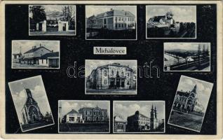 1930 Nagymihály, Michalovce; Gróf Sztáray kastély és mauzóleum, zsinagóga, vasútállomás / castle and mausoleum, synagogue, railway station (fa)