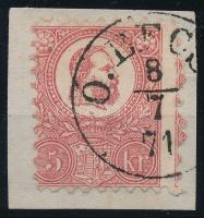 1871 Kőnyomat 5kr látványosan elfogazva / shifted perforation "Ó.BECS(E)"