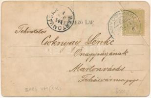 1904 Aranyosmarót, Zlaté Moravce; utcakép, üzlet. Steiner Samu kiadása / street view, shop (gyűrődés...