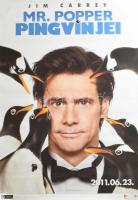 2011 Jim Carrey, Mr. Popper pingvinjei, filmplakát, papír, feltekerve, apró lapszéli szakadásokkal, 97,5x68 cm